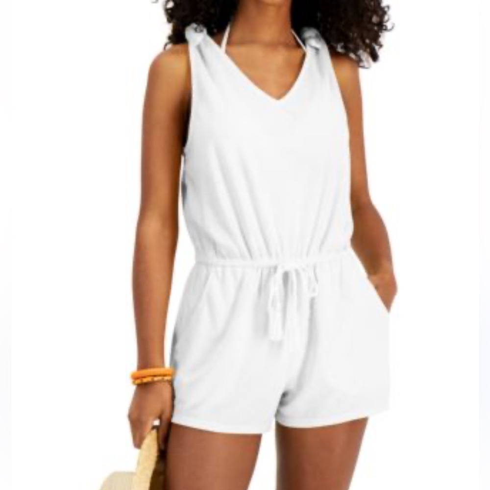 Miken Swim White Sleeveless Romper
